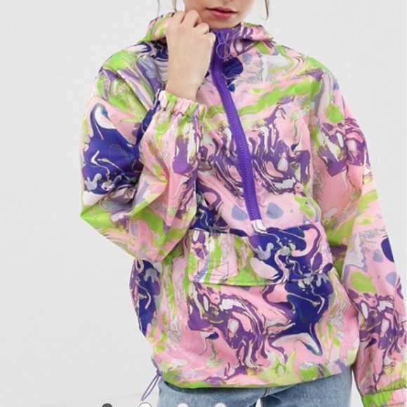 ASOS Jackets & Blazers - ASOS Purple Marble Print Rain Jacket